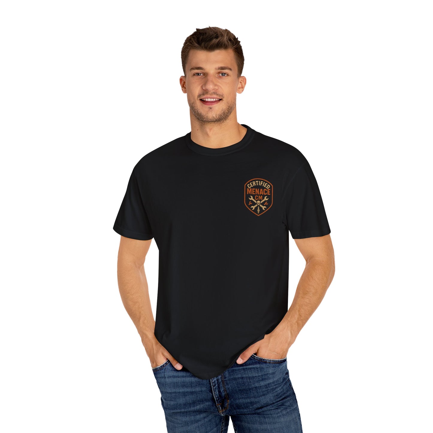 Unisex Graphic T-Shirt for Bold Souls, Certified Menace Tee, Unique Graphic Apparel, Gift for Rebels, Casual Wear Statement