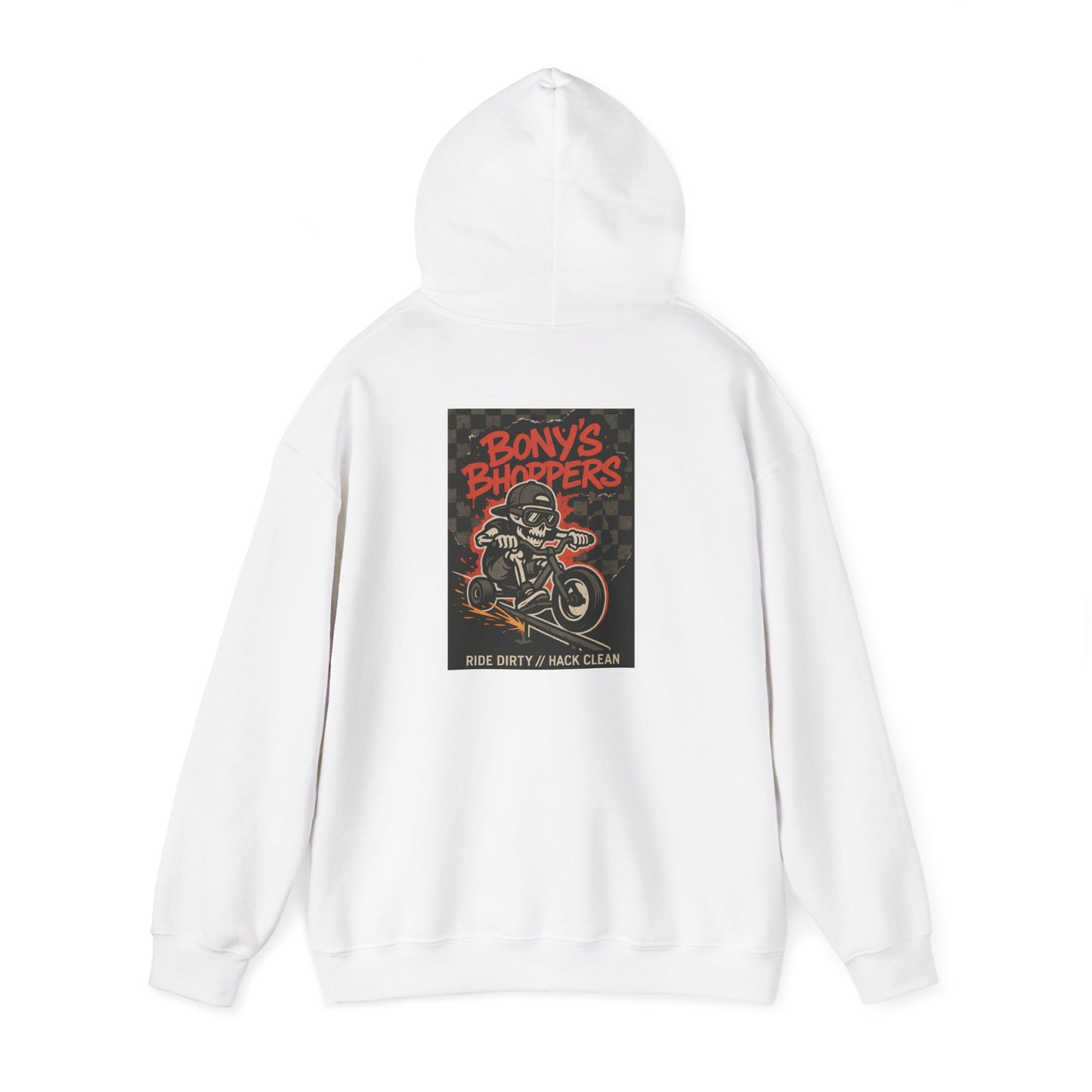 Bony's Bhopppers Skull Hoodie, Unisex Heavy Blend Sweatshirt for Halloween, Cozy Casual Wear, Gift for Friends, Unique Graphic Hoodie