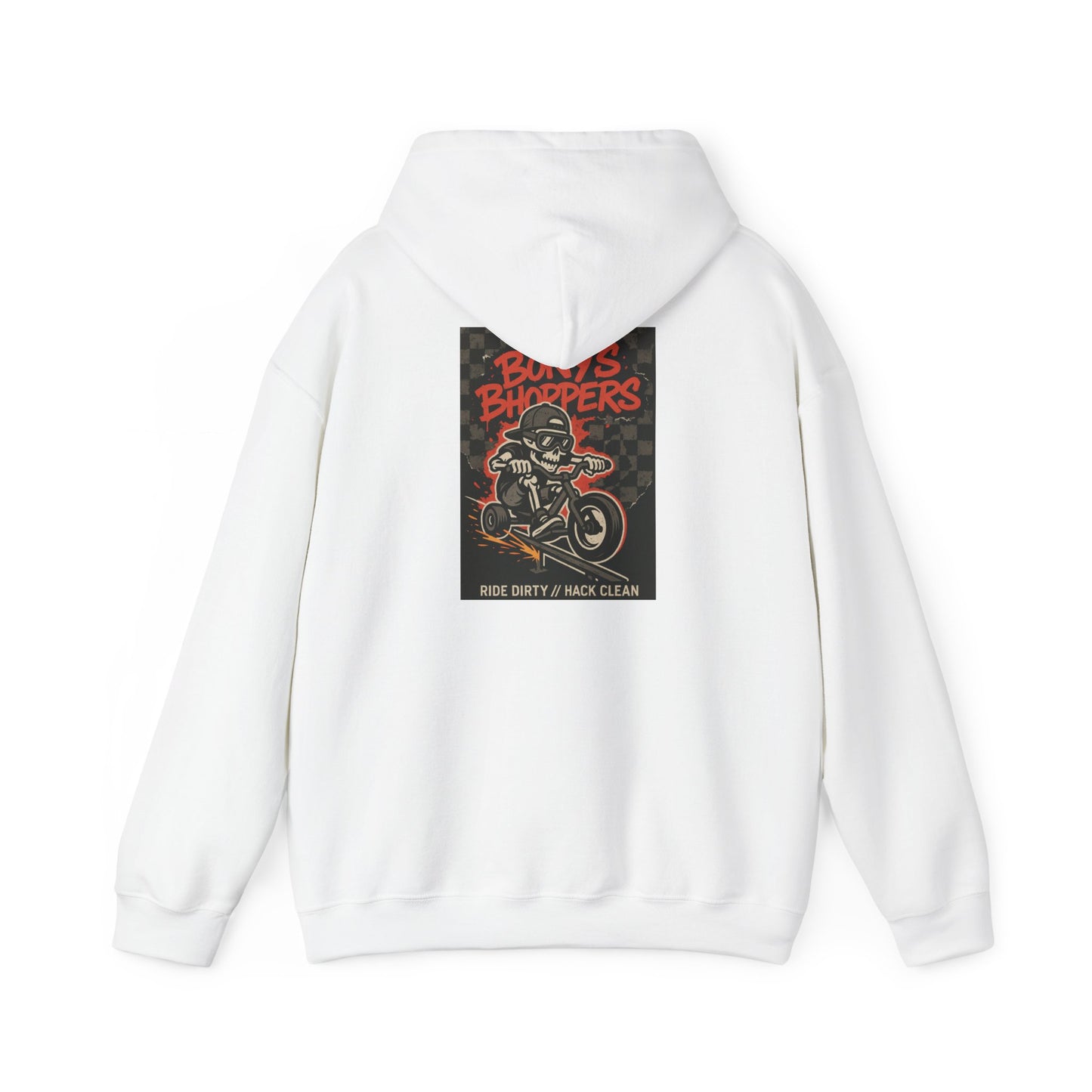Bony's Bhopppers Skull Hoodie, Unisex Heavy Blend Sweatshirt for Halloween, Cozy Casual Wear, Gift for Friends, Unique Graphic Hoodie