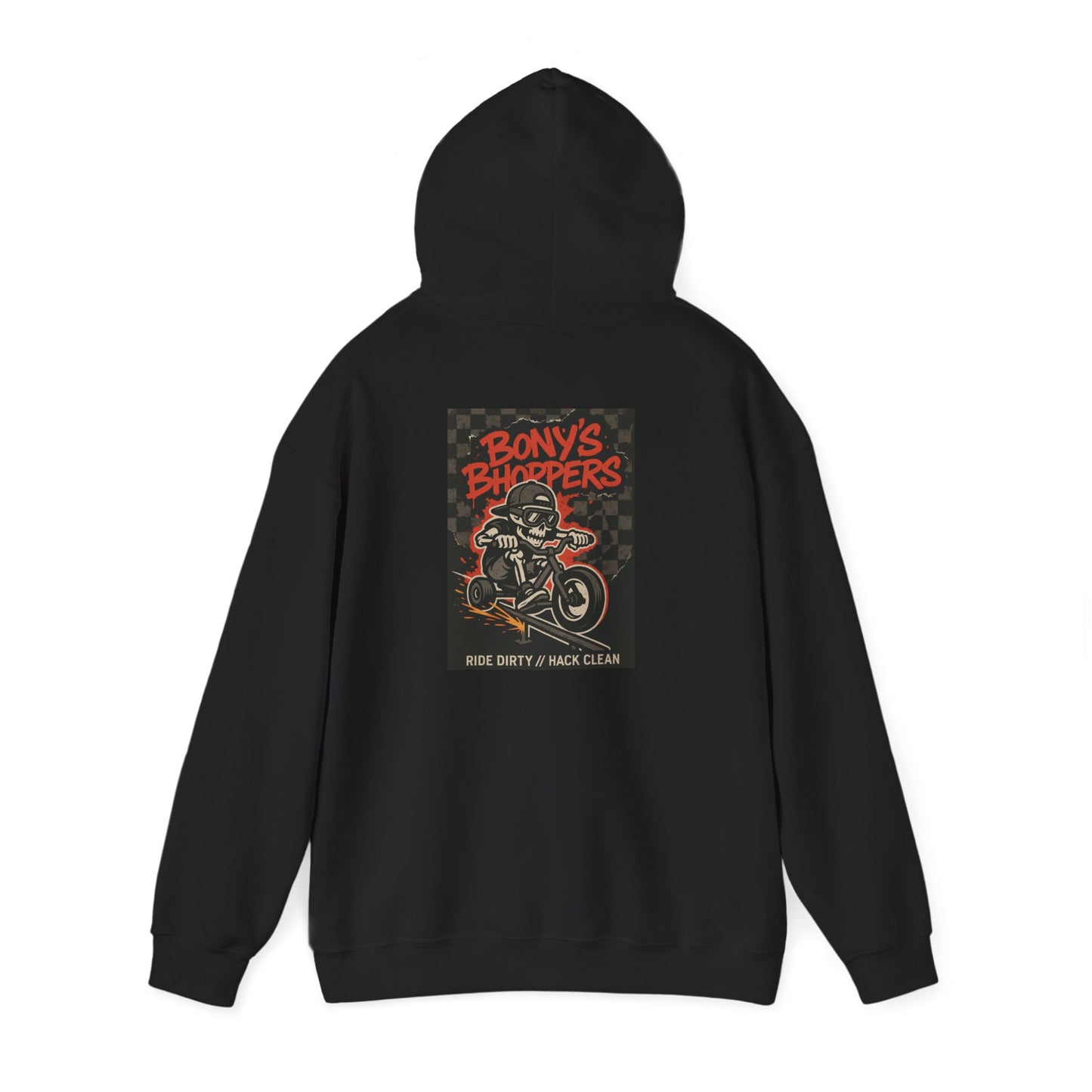 Bony's Bhopppers Skull Hoodie, Unisex Heavy Blend Sweatshirt for Halloween, Cozy Casual Wear, Gift for Friends, Unique Graphic Hoodie