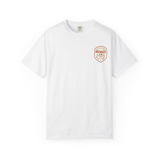 Unisex Graphic T-Shirt for Bold Souls, Certified Menace Tee, Unique Graphic Apparel, Gift for Rebels, Casual Wear Statement