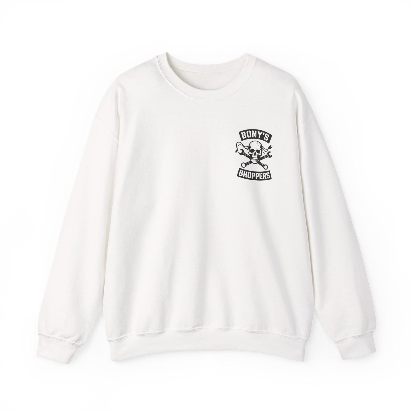 Unisex Heavy Blend™ Crewneck Sweatshirt - Bony's Choppers - Vintage Style Sweatshirt, Gift for Bikers, Casual Wear, Halloween Apparel, [...]