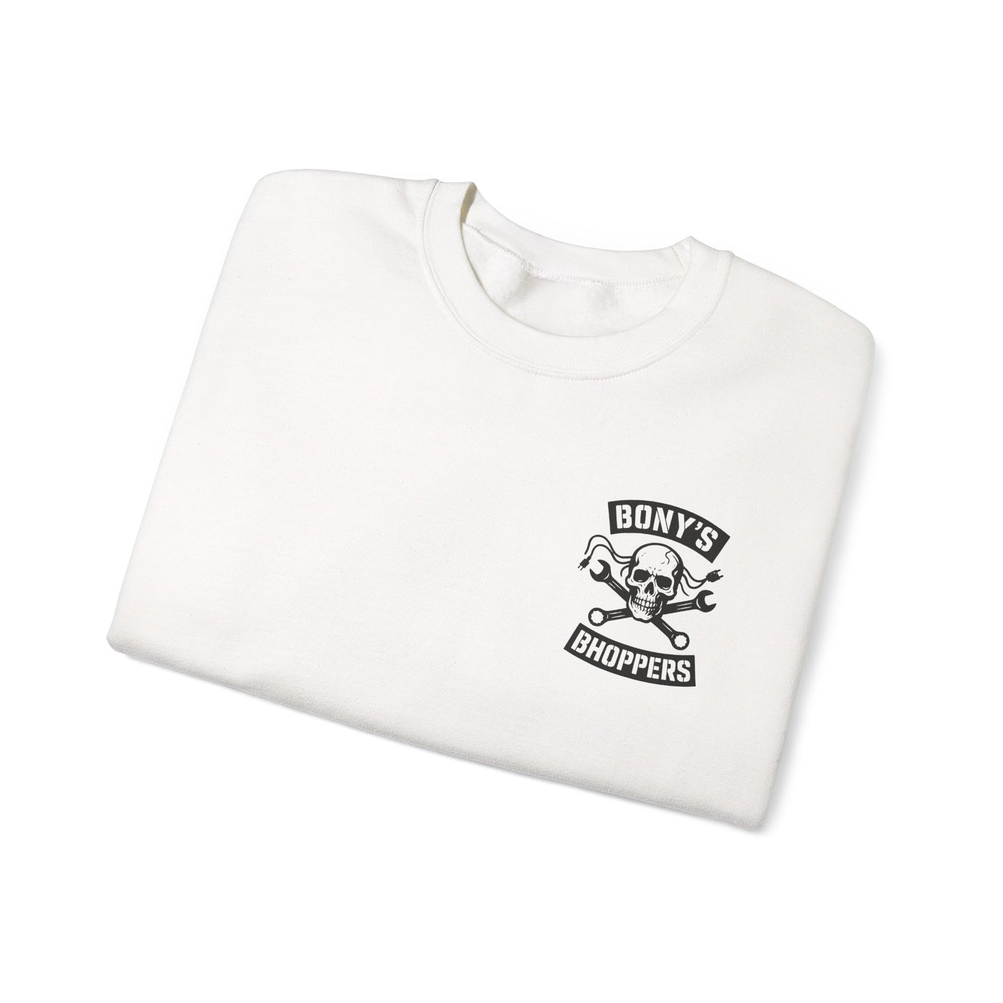 Unisex Heavy Blend™ Crewneck Sweatshirt - Bony's Choppers - Vintage Style Sweatshirt, Gift for Bikers, Casual Wear, Halloween Apparel, [...]